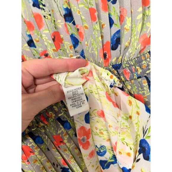 NEW! Anthropologie S Meadowlight Pleated Dress Fit&Flare Floral Elastic Waist - Picture 13 of 15